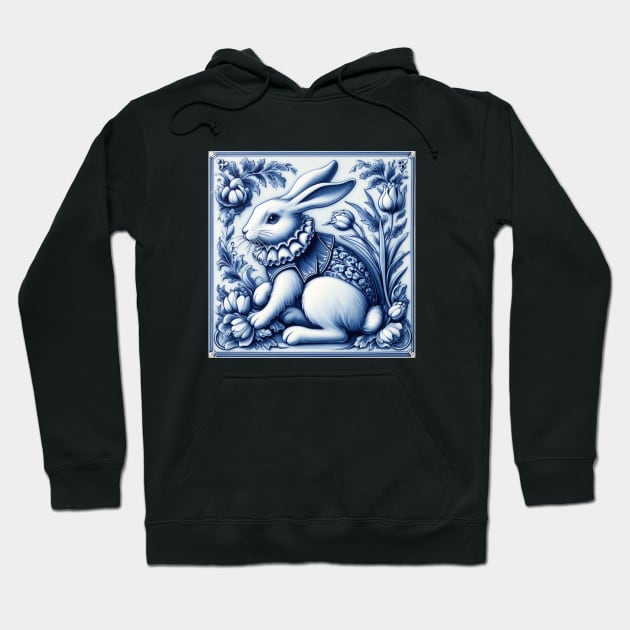 Vintage Dutch Tile: Rabbit No.1 Hoodie by artnook